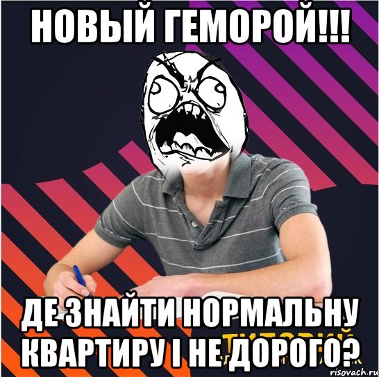 новый геморой!!! де знайти нормальну квартиру і не дорого?, Мем Типовий одинадцятикласник