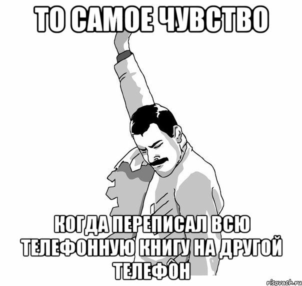 то самое чувство когда переписал всю телефонную книгу на другой телефон, Мем   Фрэдди Меркьюри (успех)