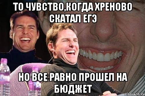 то чувство,когда хреново скатал егэ но все равно прошел на бюджет, Мем том круз