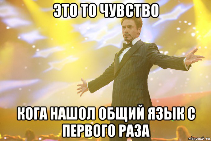 это то чувство кога нашол общий язык с первого раза, Мем Тони Старк (Роберт Дауни младший)
