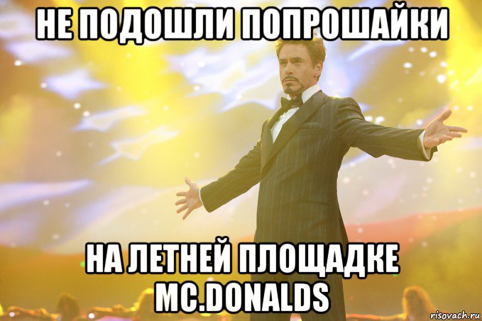 не подошли попрошайки на летней площадке mc.donalds, Мем Тони Старк (Роберт Дауни младший)