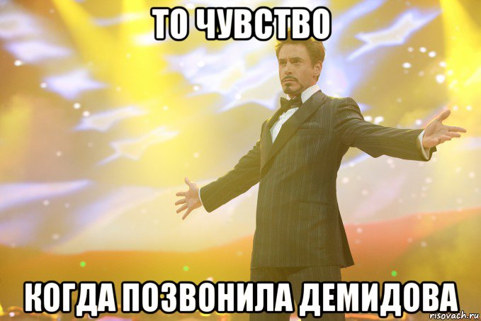 то чувство когда позвонила демидова, Мем Тони Старк (Роберт Дауни младший)