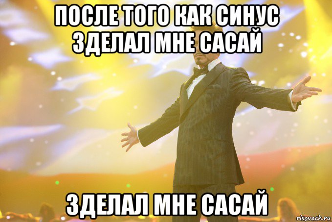 после того как синус зделал мне сасай зделал мне сасай, Мем Тони Старк (Роберт Дауни младший)