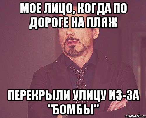 мое лицо, когда по дороге на пляж перекрыли улицу из-за "бомбы", Мем твое выражение лица