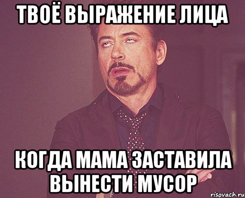 твоё выражение лица когда мама заставила вынести мусор, Мем твое выражение лица