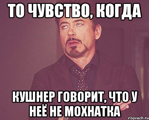 то чувство, когда кушнер говорит, что у неё не мохнатка, Мем твое выражение лица