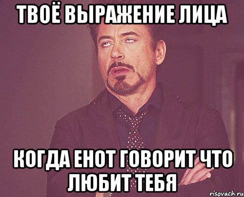 твоё выражение лица когда енот говорит что любит тебя, Мем твое выражение лица