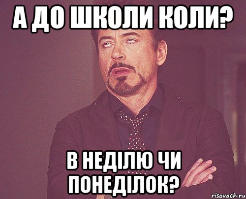 а до школи коли? в неділю чи понеділок?, Мем твое выражение лица