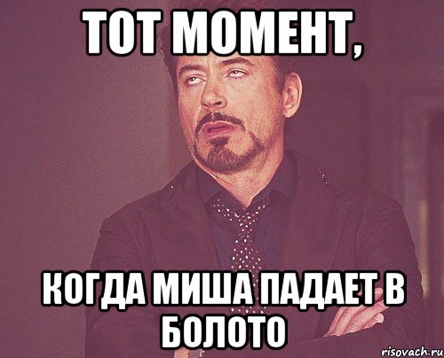 тот момент, когда миша падает в болото, Мем твое выражение лица