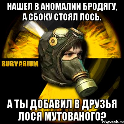 нашел в аномалии бродягу, а сбоку стоял лось. а ты добавил в друзья лося мутованого?, Мем Typical fringe settlers