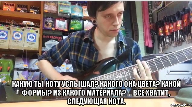  какую ты ноту услышал? какого она цвета? какой формы? из какого материала? ... все хватит, следующая нота., Мем Упоротый гитарист