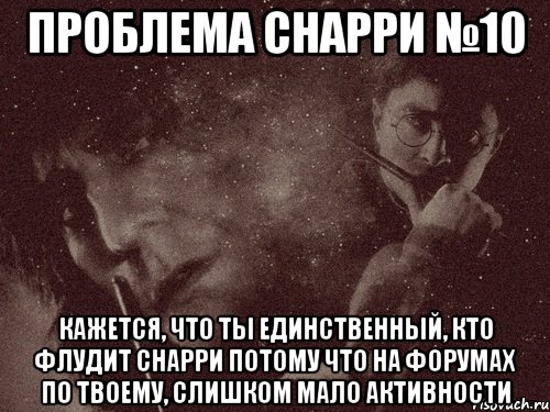 проблема снарри №10 кажется, что ты единственный, кто флудит снарри потому что на форумах по твоему, слишком мало активности, Мем в