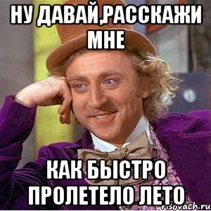 ну давай,расскажи мне как быстро пролетело лето, Мем Ну давай расскажи (Вилли Вонка)