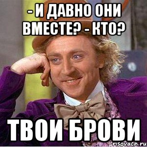 - и давно они вместе? - кто? твои брови, Мем Ну давай расскажи (Вилли Вонка)