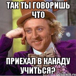 так ты говоришь что приехал в канаду учиться?, Мем Ну давай расскажи (Вилли Вонка)