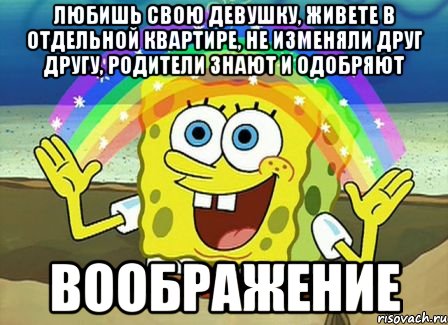 любишь свою девушку, живете в отдельной квартире, не изменяли друг другу, родители знают и одобряют воображение, Мем Воображение (Спанч Боб)