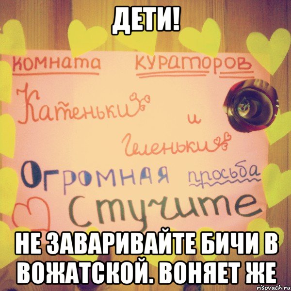 дети! не заваривайте бичи в вожатской. воняет же, Мем вожатская