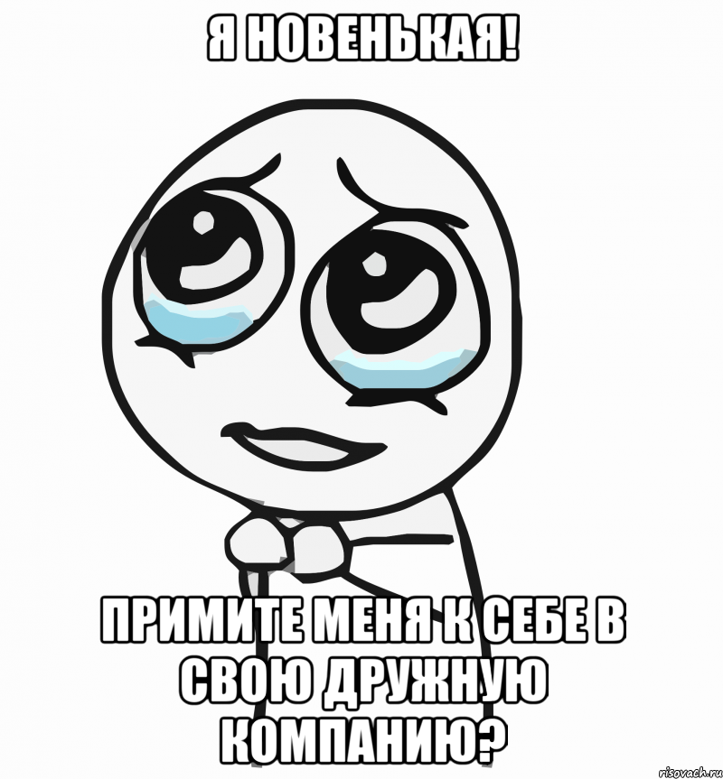 я новенькая! примите меня к себе в свою дружную компанию?, Мем  ну пожалуйста (please)