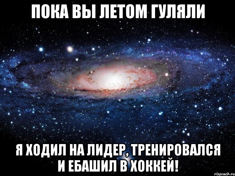 пока вы летом гуляли я ходил на лидер, тренировался и ебашил в хоккей!, Мем Вселенная