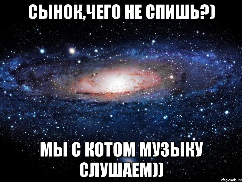 сынок,чего не спишь?) мы с котом музыку слушаем)), Мем Вселенная