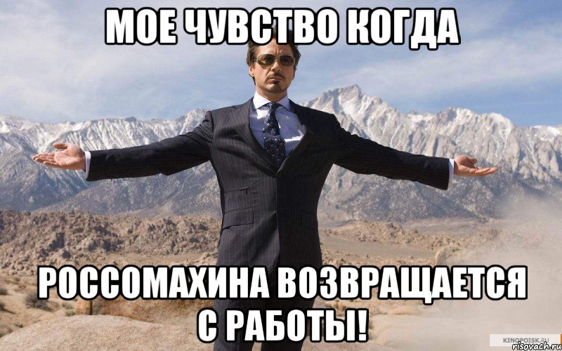 мое чувство когда россомахина возвращается с работы!, Мем железный человек