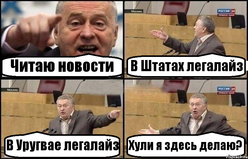 Читаю новости В Штатах легалайз В Уругвае легалайз Хули я здесь делаю?, Комикс Жириновский