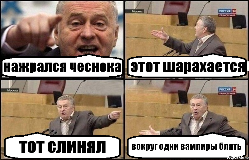 нажрался чеснока этот шарахается тот слинял вокруг одни вампиры блять, Комикс Жириновский