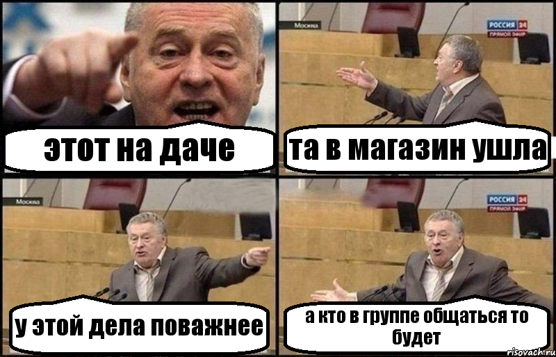 этот на даче та в магазин ушла у этой дела поважнее а кто в группе общаться то будет, Комикс Жириновский