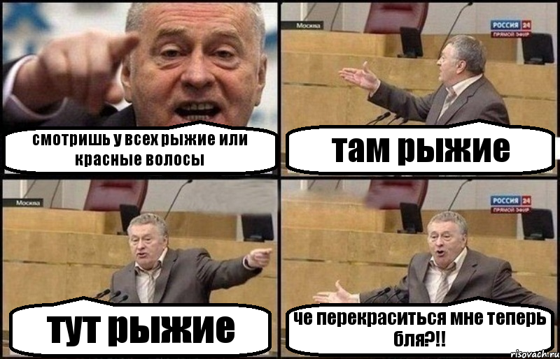 смотришь у всех рыжие или красные волосы там рыжие тут рыжие че перекраситься мне теперь бля?!!, Комикс Жириновский