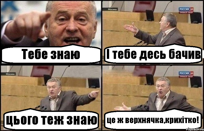 Тебе знаю І тебе десь бачив цього теж знаю це ж верхнячка,крихітко!, Комикс Жириновский