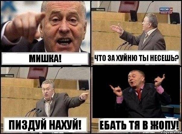 Мишка! Что за хуйню ты несешь? Пиздуй нахуй! Ебать тя в жопу!, Комикс Жириновский клоуничает