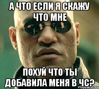 а что если я скажу что мне похуй что ты добавила меня в чс?, Мем  а что если я скажу тебе