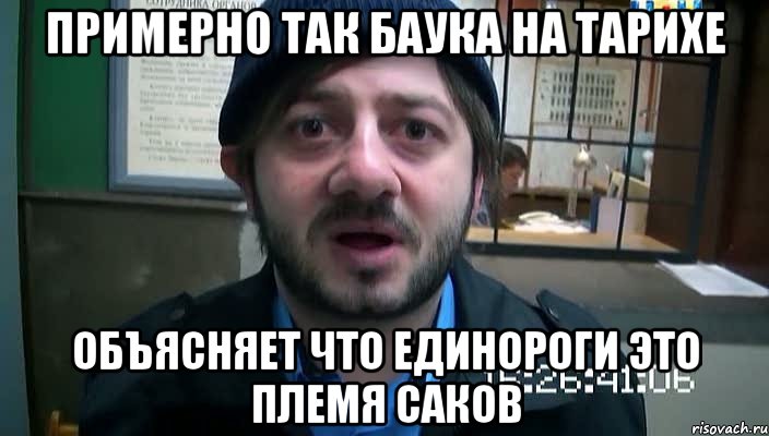 примерно так баука на тарихе объясняет что единороги это племя саков, Мем Бородач