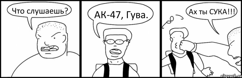 Что слушаешь? АК-47, Гува. Ах ты СУКА!!!, Комикс Быдло и школьник