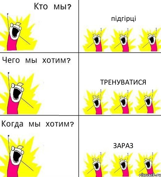 підгірці тренуватися зараз, Комикс Что мы хотим