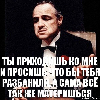 ты приходишь ко мне и просишь что бы тебя разбанили, а сама всё так же материшься, Комикс Дон Вито Корлеоне 1