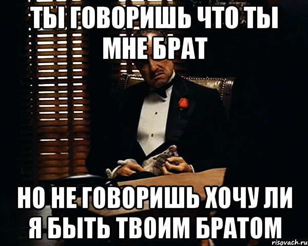 ты говоришь что ты мне брат но не говоришь хочу ли я быть твоим братом, Мем Дон Вито Корлеоне