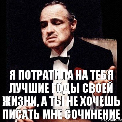 я потратила на тебя лучшие годы своей жизни, а ты не хочешь писать мне сочинение