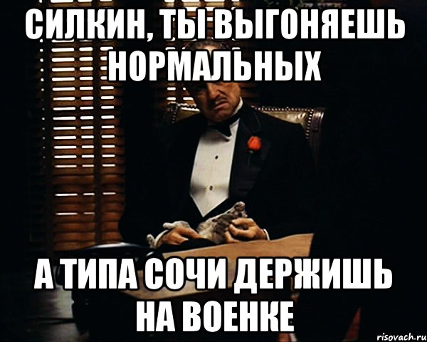 силкин, ты выгоняешь нормальных а типа сочи держишь на военке, Мем Дон Вито Корлеоне