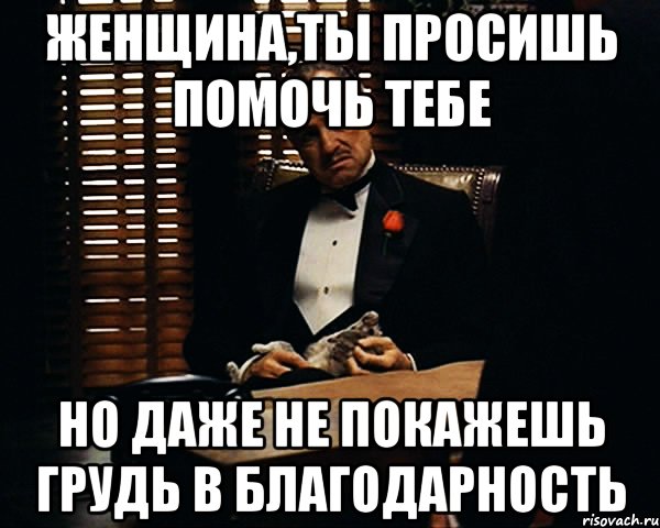 женщина,ты просишь помочь тебе но даже не покажешь грудь в благодарность