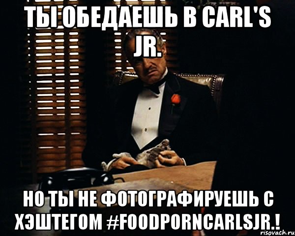 ты обедаешь в carl's jr. но ты не фотографируешь с хэштегом #foodporncarlsjr.!, Мем Дон Вито Корлеоне