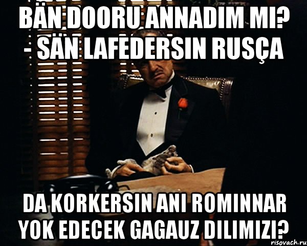 bän dooru annadım mı? - sän lafedersin rusça da korkersin ani rominnar yok edecek gagauz dilimizi?, Мем Дон Вито Корлеоне