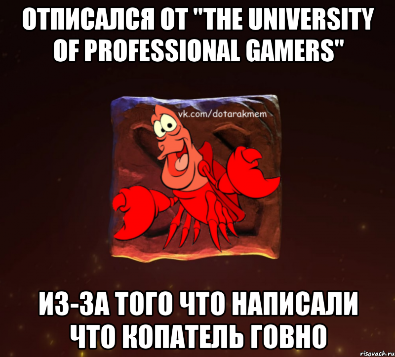 отписался от "the university of professional gamers" из-за того что написали что копатель говно