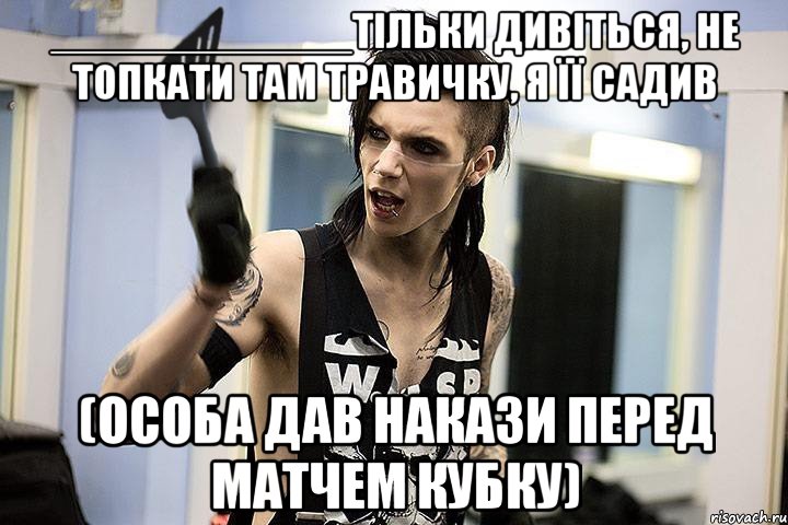 ____________тільки дивіться, не топкати там травичку, я її садив (особа дав накази перед матчем кубку), Мем эндди