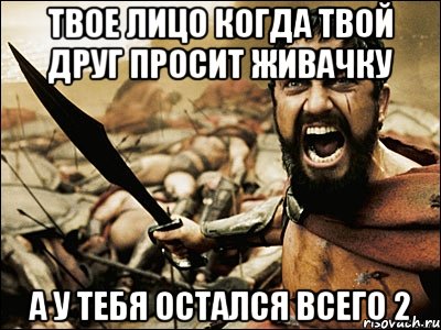 твое лицо когда твой друг просит живачку а у тебя остался всего 2, Мем Это Спарта