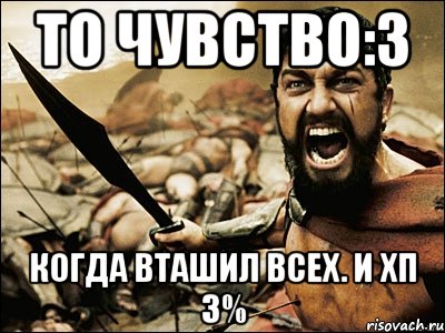 то чувство:з когда вташил всех. и хп 3%, Мем Это Спарта