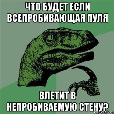 что будет если всепробивающая пуля влетит в непробиваемую стену?, Мем Филосораптор