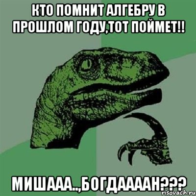 кто помнит алгебру в прошлом году,тот поймет!! мишааа..,богдаааан???, Мем Филосораптор