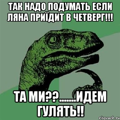 так надо подумать если ляна приїдит в четверг!!! та ми??.......идем гулять!!, Мем Филосораптор