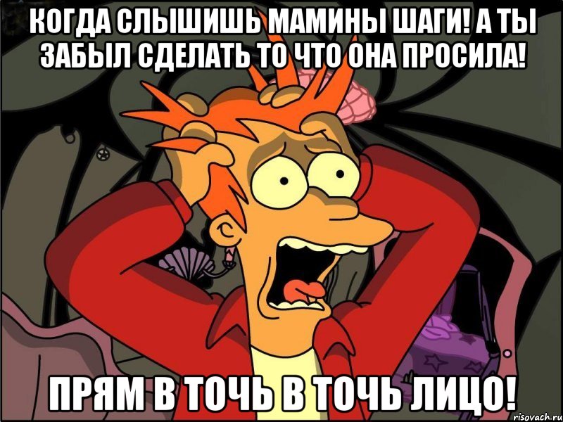 когда слышишь мамины шаги! а ты забыл сделать то что она просила! прям в точь в точь лицо!, Мем Фрай в панике